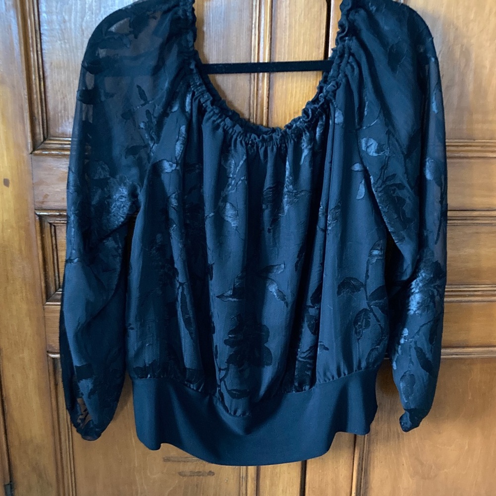 Joseph Ribkoff Elegant Black Floral Top